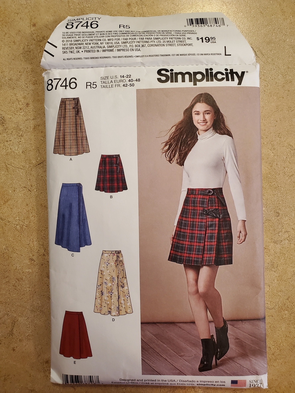 Simplicity Wrap Skirt Or Kilt Pattern 8746